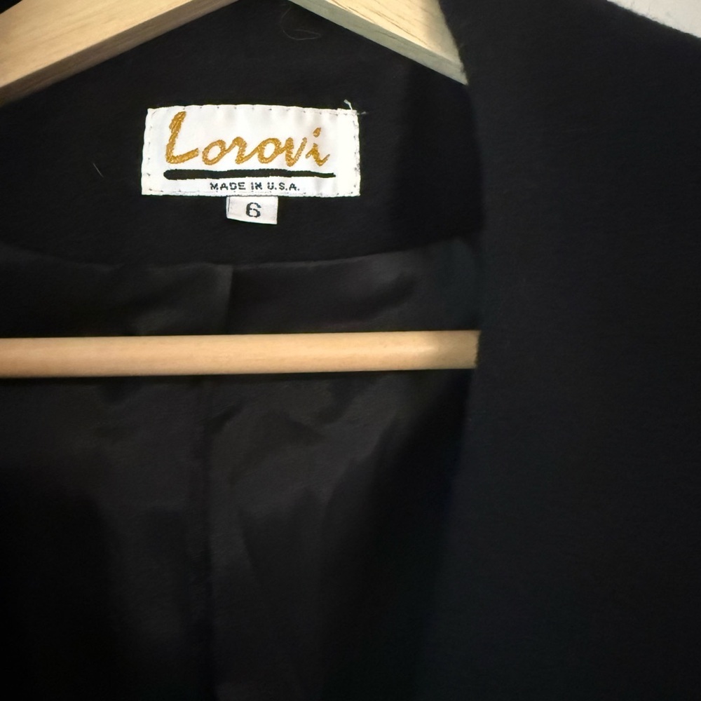 VTG Lorovi Woman’s Black Classic 80s Retro Look Wool Coat Jacket USA Made - Picture 2 of 9